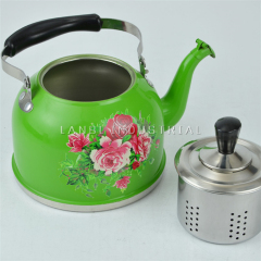Colorful Water Boiling Teapot Stainless Steel 3L Kettle Whistling with Flower Decal Painting