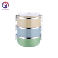 Customized 3 Layers Set Thermal Proof Stainless Steel Lunch Box With Handle