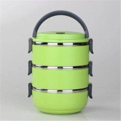 Customized 3 Layers Thermal Proof Stainless Steel Lunch Box With Handle