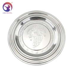 Customized 36cm Stainless Steel Dishes and Plates with Grape Carving