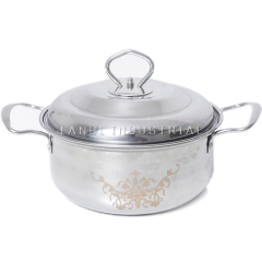 Customized 4 Pcs Set Stainless Steel Chinese Hot Pot Set with Decal Flower