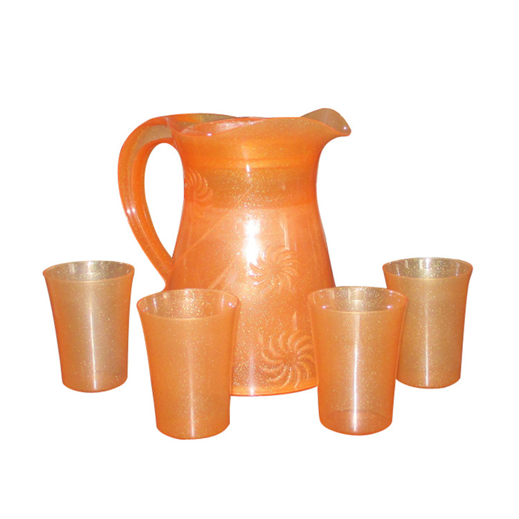 Customized-5-Pcs-Set-Plastic-Water-Cooler-Jug-Kettle-with-4-Cups-LBPJ1027