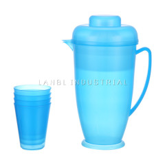 Customized 6 Pcs Set Plastic Water Jug set with 4 Cups and Squeezer