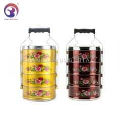 Hot Sale Stainless Steel Tiffin Box/3 Layers Carry Lunch Box/Metal Food Container with Steel Cabas