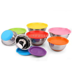 Multi Size Colorful Baking Mixing Bowls Non-Slip Nesting Bowls Stainless Steel Mixing Bowls with Lid