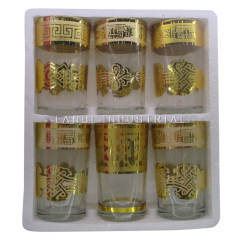 New Design 6 pcs Golden Electroplated Glass Water Drinking Cups Set