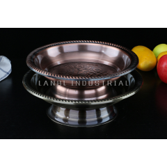 Western Style Stainless Steel Food Plate Round Snack Tray Dinner Plate for Restaurant