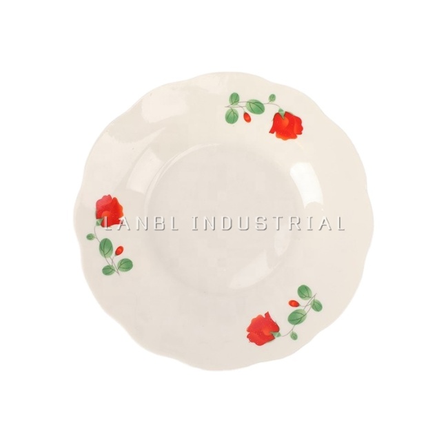 Cheap 7" Dinner Set Ceramic Porcelain Tableware Decal Deep White Soup Plate