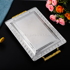 European Simple Tray Hotel Rectangular Original Steel Tray Non-slip Square Carved Tray