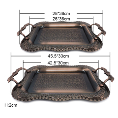Three Piece Square Metal Copper Plated Stainless Steel Barbecue Tray