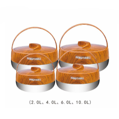Luxury 4 Pcs Wood Color Vacuum Heat Preservation Container Stainless Steel Thermal Food Container Set