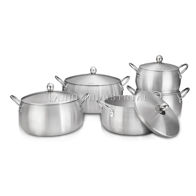 High Quality 10 Pcs Set Aluminum Polished Deep Cooking Pots Large Cookware Sets