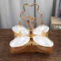 2021 European Luxury Golden Metal Plastic 3 Grids Fruit Tray Decoration Modern Living Room Nut Candy Basin With Cover