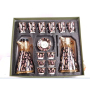 2 PCS 0.7+1.1L Arabian Print Thermos Kettle Set Luxury Household Gold Plated Thermos Pot Tea Cup Sets