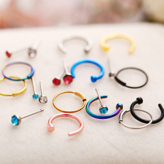 Hoop Stud Fashion Body Piercing Jewelry Set Mixed Shape Colorful Curved Nose Ring Eyebrow Ring Studs