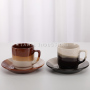 220ml 8oz Colorful Stoneware Ceramic Coffee Tea Cup And Saucer Set Porcelain