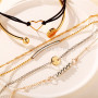 6 Pieces Set Alloy Bangle Heart Rope Bracelet Women Charm Party Wedding Jewelry Accessories