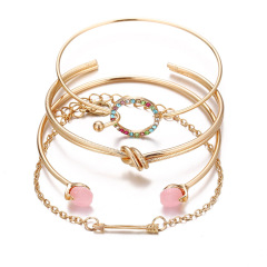 Women Jewelry Silver Gold Plated Heart Star Shell Charm Adjustable Cuff Wire Bilezik Bangle Bracelet