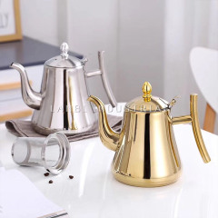 High Quality 1.5 L Silver Color Pour Over Coffee Drip Kettle Stainless Steel Gooseneck Coffee Tea Kettle for Restaurant