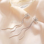 2020 Korean Style Ladies Jewelry Long Chain Dangle Drop Earrings with Flowers and Pearl