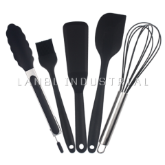 High Quality Silicone Kitchenware Baking 5-piece Set Omelette Spatula Food Holder Whisk Oil Brush Spatula Set