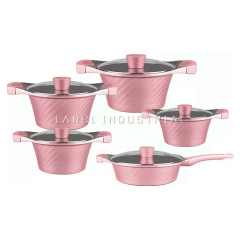 New Arrival Colorful 10 Pcs Aluminium Pot Grantie Coating Non-stick Die Casting panela Cooking Pot Cookware Set
