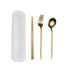 Top sale INS Factory Price 2 Pcs/ 3 Pcs Set Camping Picnic Stainless Steel Tableware Chopsticks Fork And Spoon Dinner Set