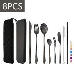 Traveling Portable Bag Tableware Cleaning Set Dining Tools 8 Sets Travel Mountaineering Portable