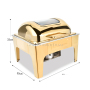 Square Stainless Steel Thickened Food Warmer Large Capacity Hot Pot Heater Buffet Chafing Dish Visible Glass Cover