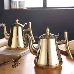 Hot Selling 1.5L/2L Premium Pour Over Gold Color 201 Stainless Steel Coffee Drip Kettle Drip Coffee Pot for Office and Home Use
