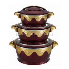 Luxury Royal Emboss ABS  2.3L+4.5L+6.5L 3PCS Set Stainless Steel Casserole Food Warmer Insulated