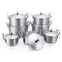 High Quality 14 Pcs Set Aluminum Polished Deep Cooking Pots Large Cookware Sets
