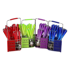 Wholesale 410 Stainless Steel Household Portable Plastic Handle 24PCS Flatware Sets With Box