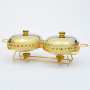 2.0L Ceramic Commercial  hotel & restaurant supplies Buffet Double Row Chafing Dish Food Warmer set