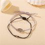 2020 New Arrivals Handmade 2pcs Braided Shell Heart Alloy Bracelet Set for Women