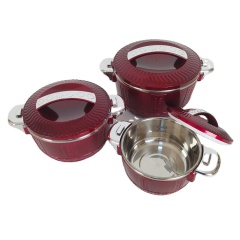 Luxury 3 Pcs/Set Insulated Stainless Steel Hot Pot Food Warmers Casserole Container for Home Use