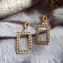 Fashion Jewelry Female Simple Temperament Large Heart and Rectangular Hollow Out Chain Stud Earrings