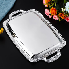 Manufacturers Low Price Promotion Home Hotel Metal Service Tray European Simple Silver Edge Fruit Snack Tray