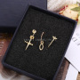 Fashion Jewelry 3Pairs Suit Gold Plated Filled Hollow Cross Pendant Hoop Stud Earrings for Women