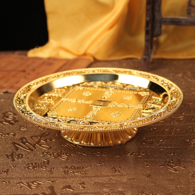 Gold Plated Manza Tray For Buddha Fruit Tray Electroplating Fruit Tray