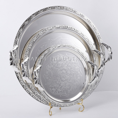 European Style High-Grade Fruit Plate Creative Simple Silver Plated Plate Stainless Steel Household Garden Tray