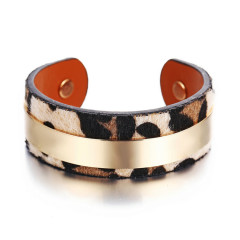 Fashion Punk Snakeskin Leopard Print Bangles Wristband Charm Cuff Leather Bracelet for Women Ladies
