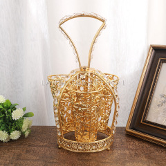European Classical Style Home Hotel Elegant Temperament Iron Hollow Out Gold Chopstick Multi Grid Storage Cylinder For Home Deco