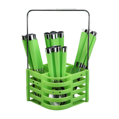 Wholesale 24PCS Stainless Steel Horn Cage With Inclined Handle Portable Household Tableware Set