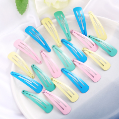 Wholesale Simple Metal Candy Color Paint Baby Colorful Anti-slip Snap Cute Hair Clips for Girls