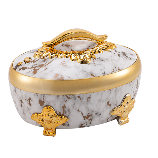 2021 New Color Marble Luxury Portable Household Stainless Steel 4L/5L/6L Heat Insulation Bucket With Food Heat Insulation Cover