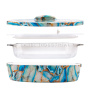 High Quality Portable Insulated Plastic Casserole Hot Pot Marble Design Food Warmer Container with Glass Inner