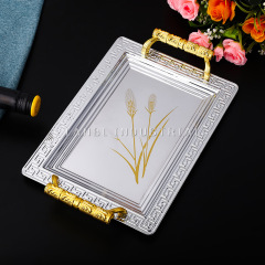 European Simple Tray Hotel Rectangular Original Steel Tray Non-slip Square Carved Tray