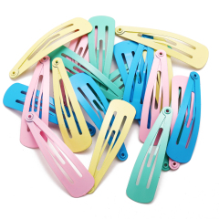 Wholesale Simple Metal Candy Color Paint Baby Colorful Anti-slip Snap Cute Hair Clips for Girls
