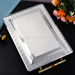 European Golden Carving Stainless Steel Fruit Tray Chocolate - Cake - Apple Pie Hotel Tray